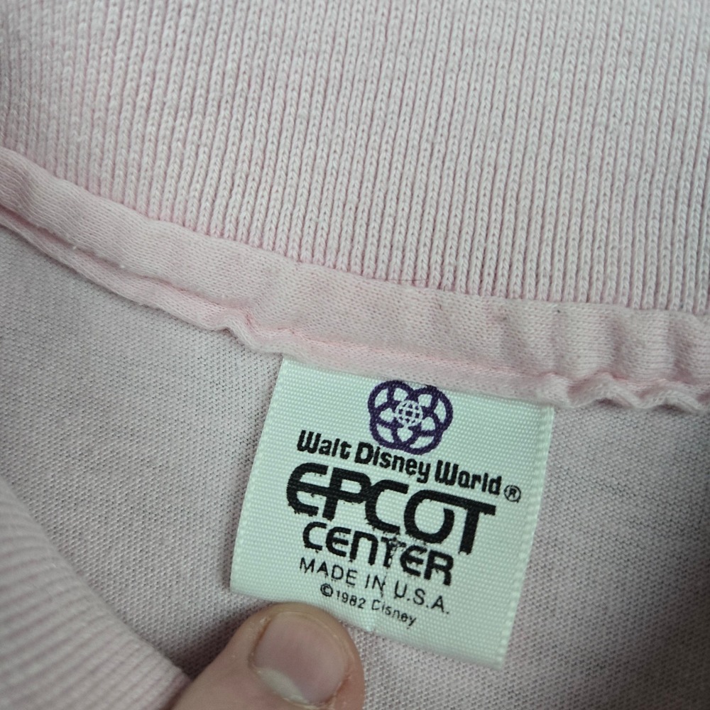 Vtg 80s Disney Polo Shirt Adult Medium Pink Mickey Mouse Epcot Center Pastel - Picture 3 of 7